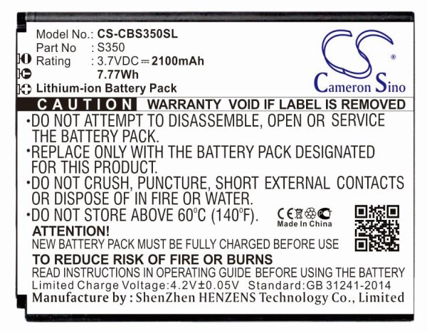 Ersatzakku - CS-CBS350SL - Cubot S350 - 3,7 Volt 2100mAh Li-Ion
