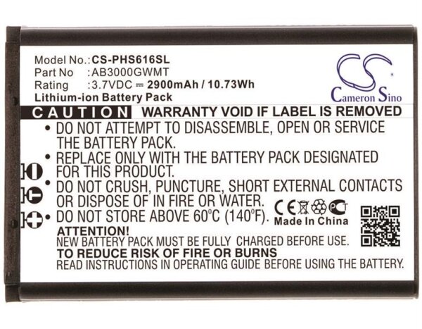 Ersatzakku - CS-PHS616SL - Philips AB3000GWMT / S616 - 3,7 Volt 2900mAh Li-Ion