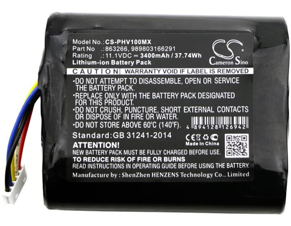 Ersatzakku - CS-PHV100MX - Philips 45356424350I / Monitor VS1 / VS2 - 11,1 Volt 3400mAh Li-Ion