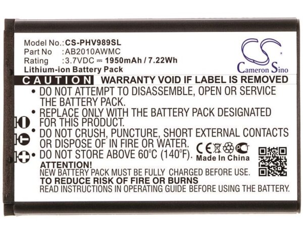 Ersatzakku - CS-PHV989SL - Philips AB2010AWMC / V800 / V989 - 3,7 Volt 1950mAh Li-Ion