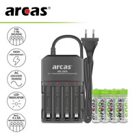 ARCAS - ARC-2009 - Akku-Ladegerät - 100-240V - für 1-4x Micro AAA / Mignon AA Akkus inkl. 4 x Ni-MH Akku Mignon AA 2700mAh