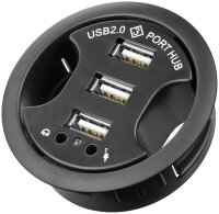 3-fach USB 2.0 Hi-Speed Einbau-HUB/Verteiler +...