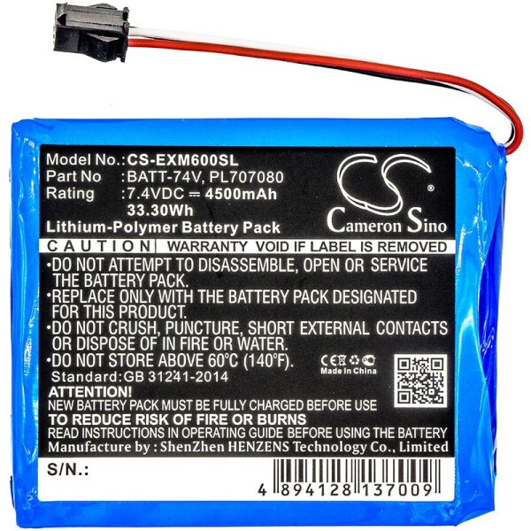 Ersatzakku - CS-EXM600SL - Extech S6000 / BATT-74V - 7,4 Volt 4500mAh Li-Polymer
