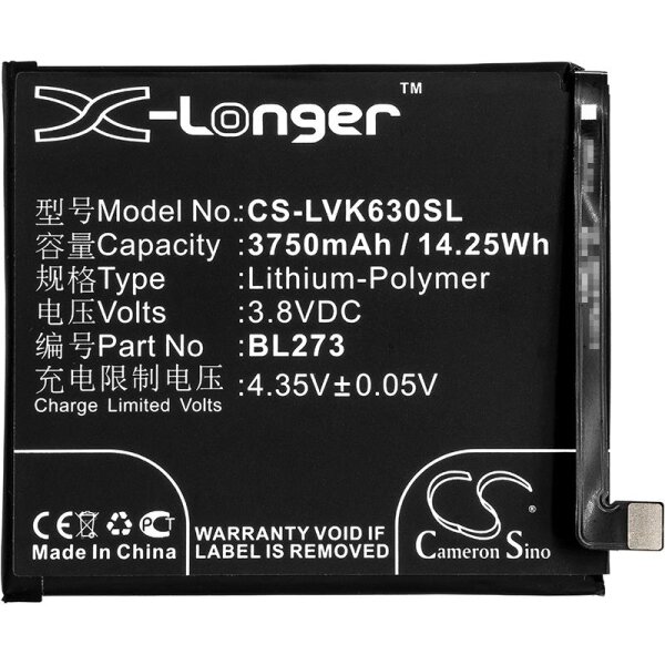 Ersatzakku - CS-LVK630SL - Lenovo BL273 / K6 Note - 3,8 Volt 3750mAh Li-Polymer