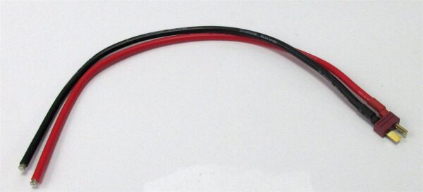 Akkugegenkabel mit "T" Goldstecker - 12 AWG - Silikonlitze - 30cm