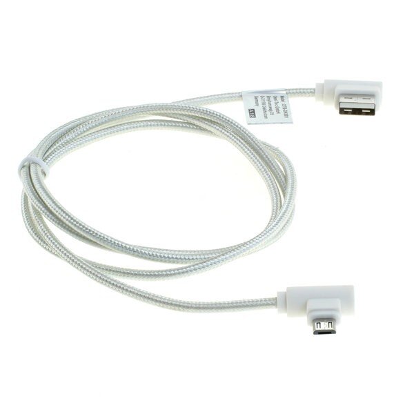 OTB - Datenkabel Micro-USB - Nylonmantel / 90 Grad Stecker / braided / L Shape - 1,0m - weiß