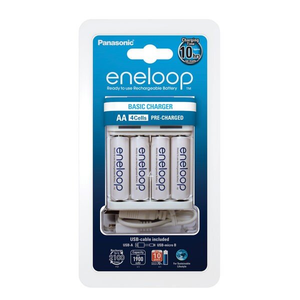 Panasonic - eneloop Ladegerät Basic Charger BQ-CC61USB inkl. 4 eneloop AA (K-KJ61MCC40USB)