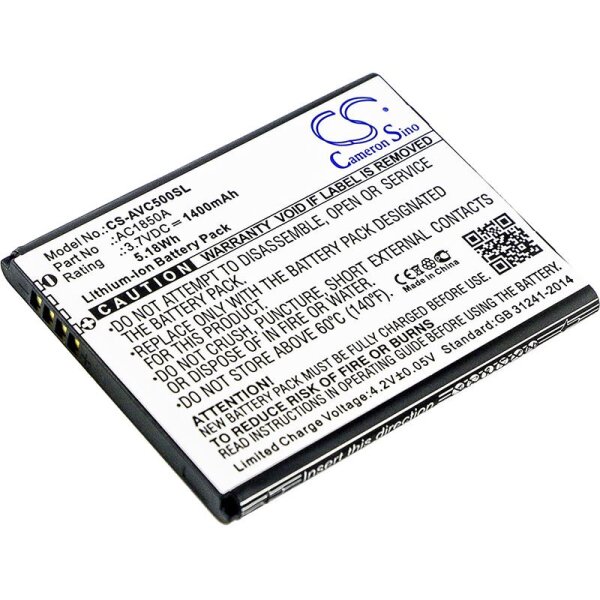 Ersatzakku - CS-AVC500SL - Archos 50c Neon / AC1850A - 3,7 Volt 1400mAh Li-Ion