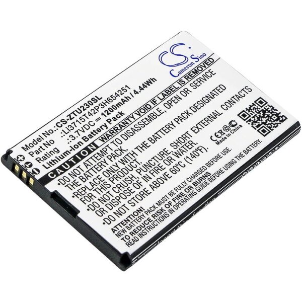Ersatzakku - CS-ZTU230SL - Telstra / Verizon / Vodafone / ZTE Li3711T42P3h354246 - 3,7 Volt 1200mAh Li-Ion