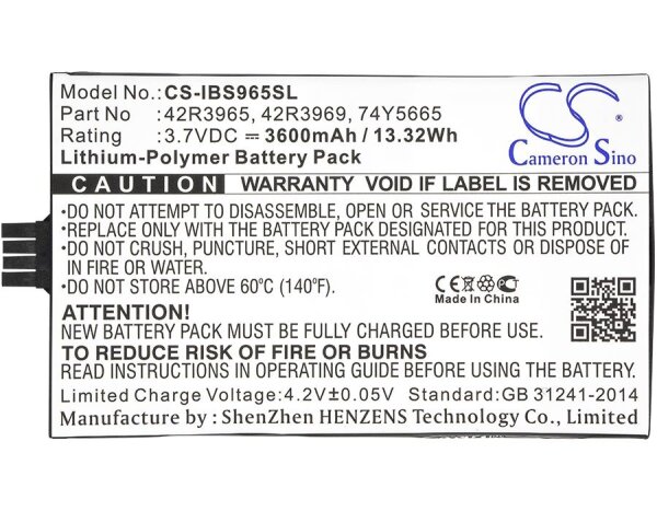 Ersatzakku - CS-IBS965SL - IBM 42R3965 / 45906 / iSeries - 3,7 Volt 3600mAh Li-Polymer