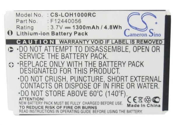 Ersatzakku - CS-LOH1000RC - Logitech 190582-0000 / C-LR65 - 3,7 Volt 1300mAh Li-Ion