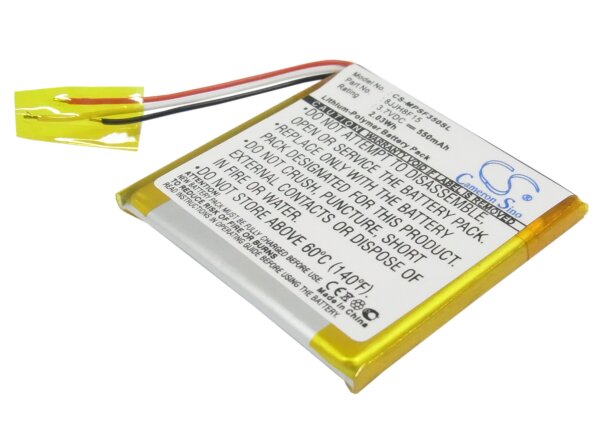 Ersatzakku - CS-MPSF350SL - SANDISK Sansa Fuze 4GB / 8JJH8F15 - 3,7 Volt 550mAh Li-Ion