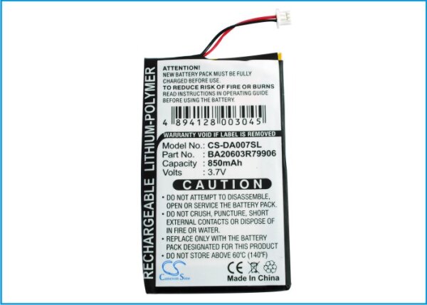 Ersatzakku - CS-DA007SL - CREATIVE Zen Neeon / BA20603R79906 - 3,7 Volt 850mAh Li-Ion