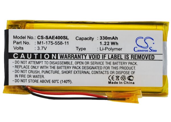Ersatzakku - CS-SAE400SL - SONY NW-E403 / 1-175-558-11 - 3,7 Volt 330mAh Li-Ion