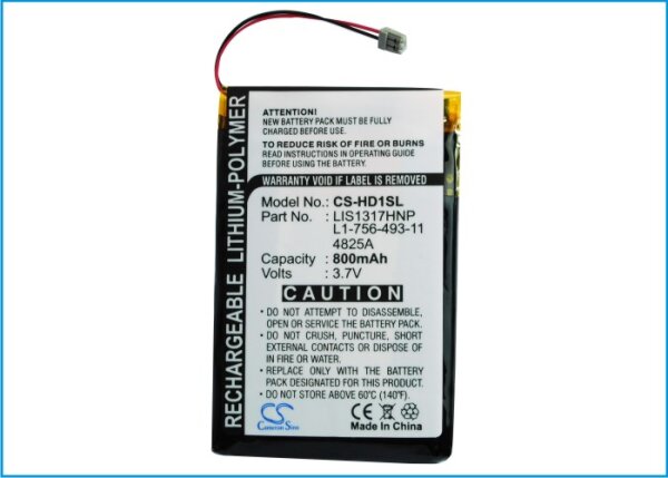 Ersatzakku - CS-HD1SL - SONY NW-HD1 MP3 Player / PMPSYHD1 - 3,7 Volt 800mAh Li-Ion