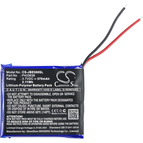 Ersatzakku - CS-JBE500SL - JBL Synchros E50BT / P433638 - 3,7 Volt 570mAh Li-Ion