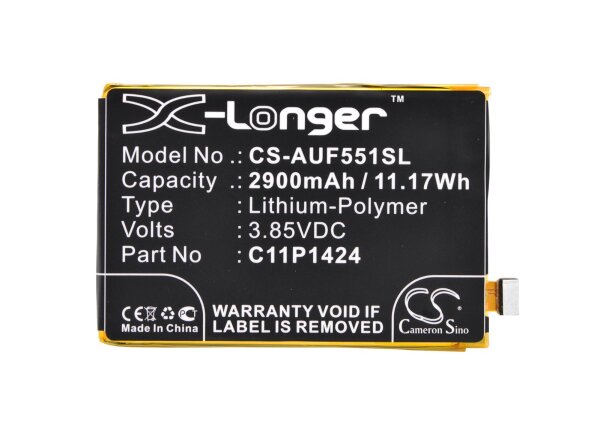 Ersatzakku - CS-AUF551SL - Asus Zenfone 2 Deluxe / C11P1423 / Z008D - 3,85 Volt 2900mAh Li-Polymer