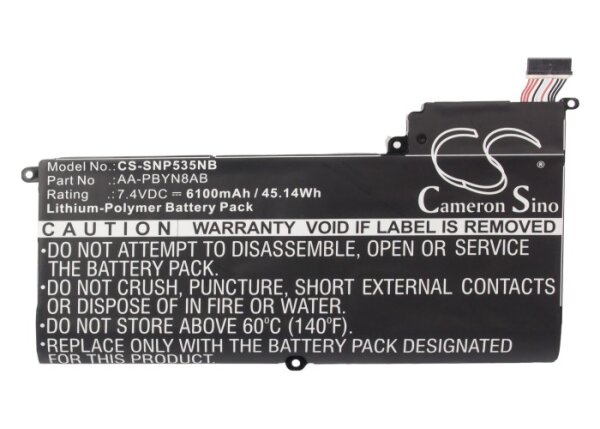Ersatzakku - CS-SNP535NB - Samsung AA-PBYN8AB / 530U4B-S03 / NP530U4B - 7,4 Volt 6100mAh Li-Polymer