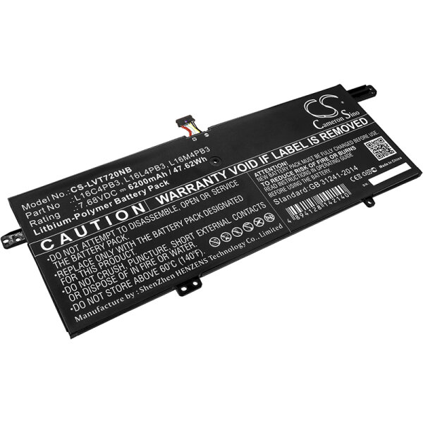 Ersatzakku - CS-LVT720NB - LENOVO IdeaPad 720s / L16C4PB3 - 7,68 Volt 6200mAh Li-Ion