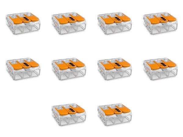 Wago - COMPACT-Verbindungsklemme 3x4mm² mit Betätigungshebel 10 Stück