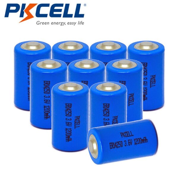10x PKCELL - ER14250 - 1/2AA - 3,6 Volt 1200mAh Li-SOCl2