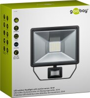 goobay - LED Außen-Flutlichtstrahler mit Bewegungsmelder, 50 W - Lichtlösung für Hauseingänge, Zugangswege, Garten & Co.