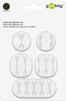 goobay - Kabel Management Set, weiß - 5er-Set zum Ordnen und Fixieren