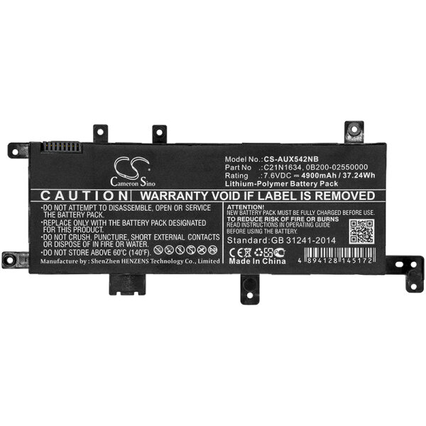 Ersatzakku - CS-AUX542NB - Asus A580B / 0B200-02550000 - 7,6 Volt 4900mAh Li-Polymer