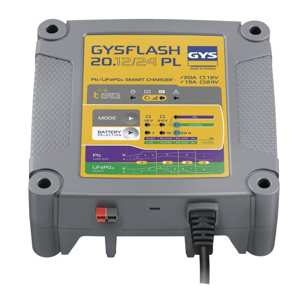 GYS - GYSFLASH 20.12/24 PL - LiFePO4- und Blei-Säure-Ladegerät 12 / 24 Volt 20A