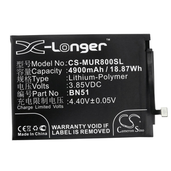 Ersatzakku - CS-MUR800SL - Xiaomi / Redmi BN51 / M1908C3IC - 3,85 Volt 4900mAh Li-Polymer
