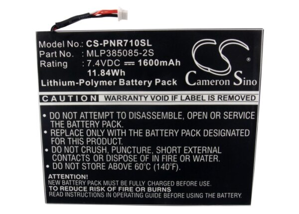 Ersatzakku - CS-PNR710SL - PANDIGITAL Multimedia Novel 7" / MLP385085-2S - 7,4 Volt 1600mAh Li-Polymer