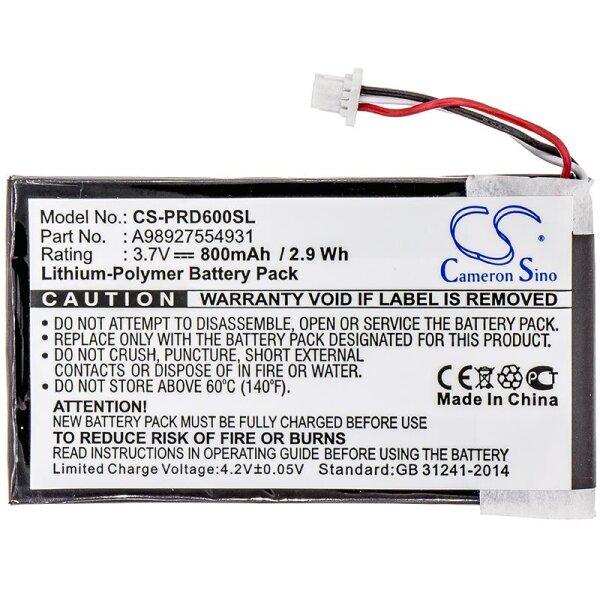Ersatzakku - CS-PRD600SL - SONY PRS-600 / A98927554931 - 3,7 Volt 800mAh Li-Polymer