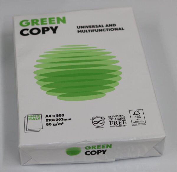 GREEN COPY - Kopierpapier, weiß, 500 Blatt, A4 210 x 297 mm