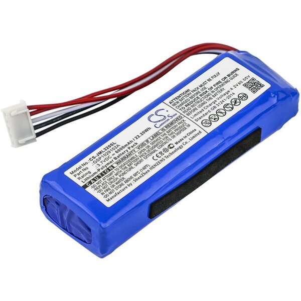 Ersatzakku - CS-JML320SL - JBL Charge 3 2016 / GSP1029102A - 3,7 Volt 6000mAh Li-Polymer