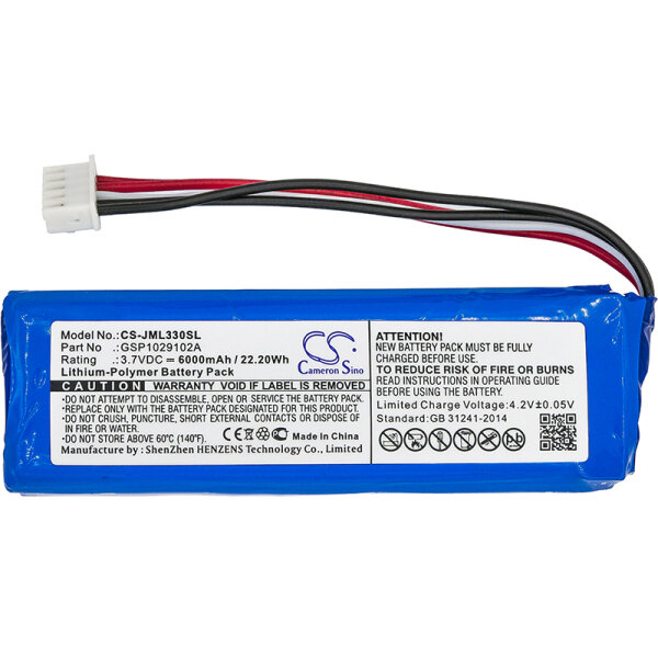 Ersatzakku - CS-JML330SL - JBL Charge 3 / GSP1029102A - 3,7 Volt 6000mAh Li-Polymer