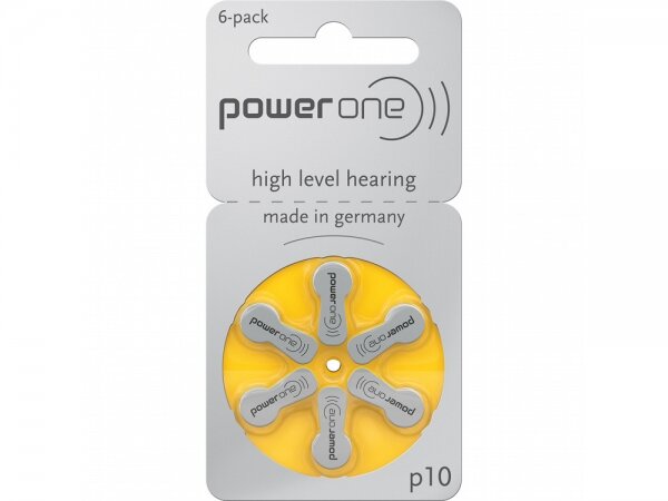powerone - high level hearing - p10 / pr70 - 1,45 Volt 100mAh Zink Luft - Hörgerätebatterie - 6er Blister