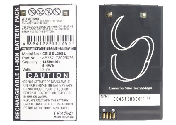 Ersatzakku - CS-SSL20SL - SIRIUS Stiletto SL2 / AE737173025076 - 3,7 Volt 1450mAh Li-ion