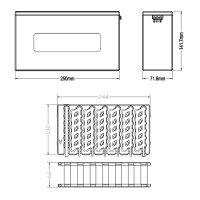 ABS-Gehäuse - Battery Storage Box - Lithium Battery Case für 78x 18650 Zellen - 13S6P - 250 x 71,6 x 141,7mm - inkl. BMS - blau