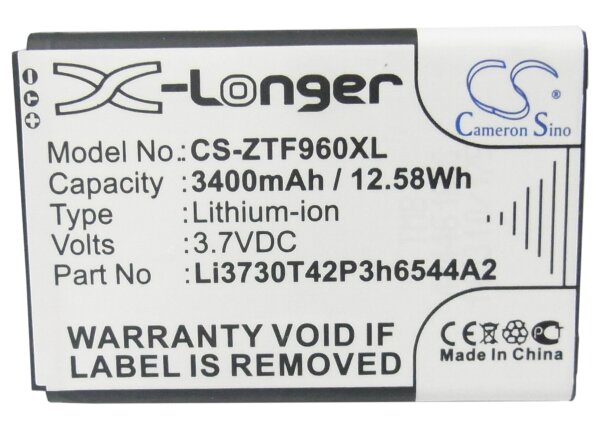 Ersatzakku - CS-ZTF960XL - NET10 SRQ-Z289L / T-MOBILE LI3730T42P3h6544A2 - 3,7 Volt 3400mAh Li-ion