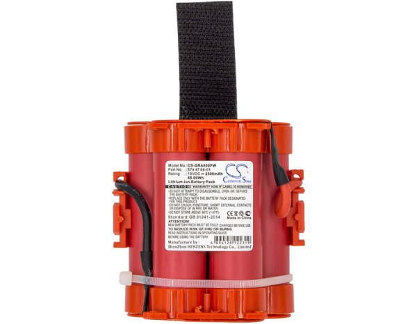 Ersatzakku - CS-GRA800PW - Flymo 1200 R / Gardena 505 69 73-20 - 18 Volt 2500mAh Li-Ion