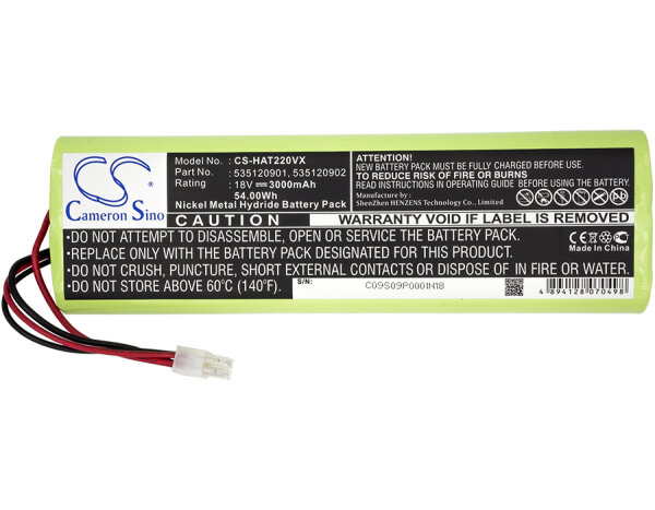 Ersatzakku - CS-HAT220VX - Gardena Robotic R160 2013 / Husqvarna 535120901 - 18 Volt 3000mAh Ni-MH