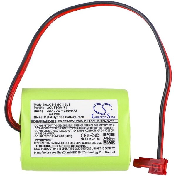 Ersatzakku - CS-EMC115LS - INTERSTATE NIC1158 / LITHONIA CUSTOM-71 - 2,4 Volt 2100mAh Ni-MH