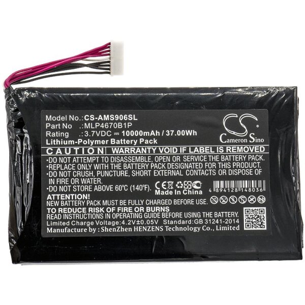 Ersatzakku - CS-AMS906SL - Autel MLP4670B1P / Maxisys MS906BT - 3,7 Volt 10000mAh Li-Polymer