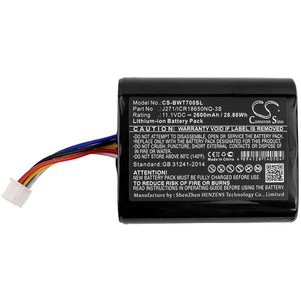 Ersatzakku - CS-BWT700SL - BOWERS & WILKINS T7 / J271/ICR18650NQ-3S - 11,1 Volt 2600mAh Li-ion
