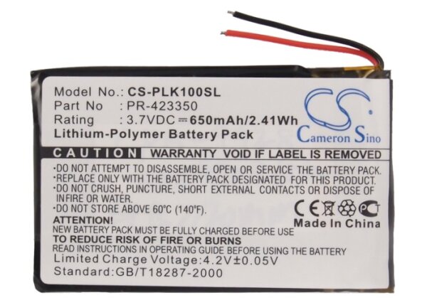 Ersatzakku - CS-PLK100SL - PLANTRONICS K100 / PR-423350 - 3,7 Volt 650mAh Li-Polymer