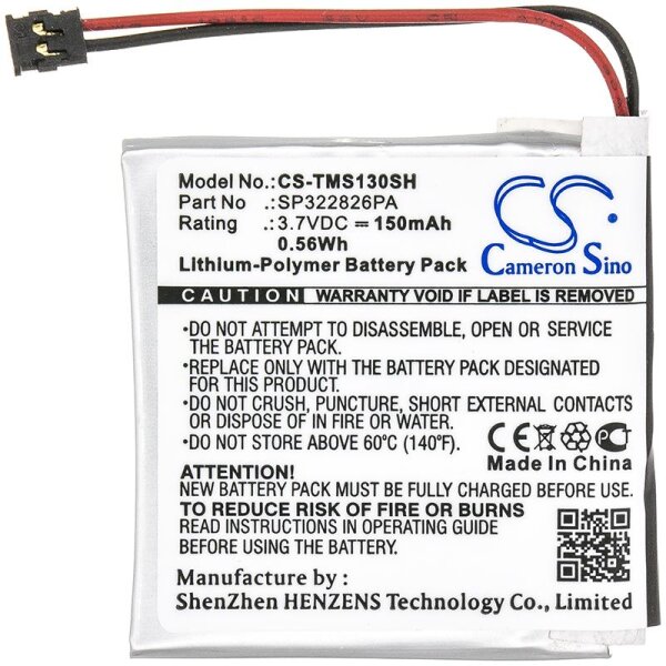 Ersatzakku - CS-TMS130SH - TomTom Spark 3 / SP322826PA - 3,7 Volt 150mAh Li-Polymer