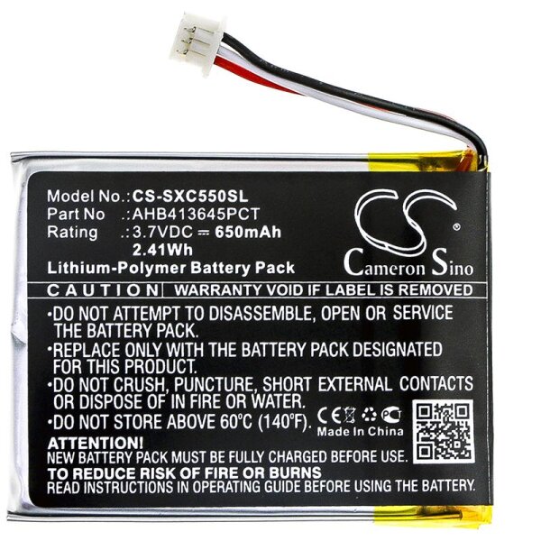 Ersatzakku - CS-SXC550SL - Sennheiser PXC 550 / AHB413645PCT - 3,7 Volt 650mAh Li-Polymer