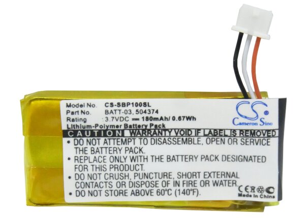 Ersatzakku - CS-SBP100SL - Sennheiser D10 / 504374 - 3,7 Volt 180mAh Li-Polymer