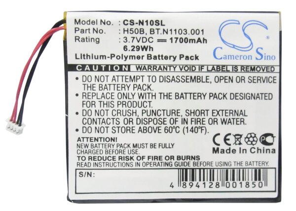Ersatzakku - CS-N10SL - ACER N10 / H50B - 3,7 Volt 1700mAh Li-Polymer EOL