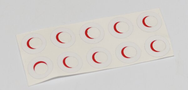 Isolierscheibe für 18650 Zellen - 17 x 9 x 0,1mm - weiß/rot aus Klebefolie (10er Set)